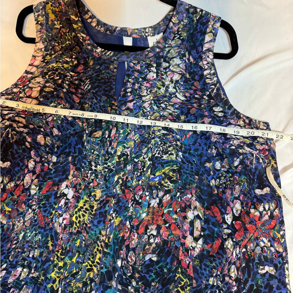 CAbi Multicolor Sleeveless Printed Blouse - Navy, Blue, Purple, Pink - Picture 5 of 6